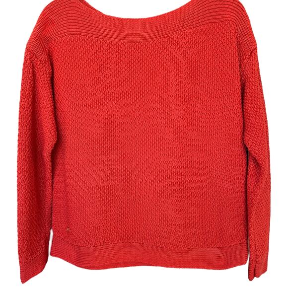 Lauren Ralph Lauren Red Boatneck Basketweave Knit Sweater Size XL - Picture 3 of 7